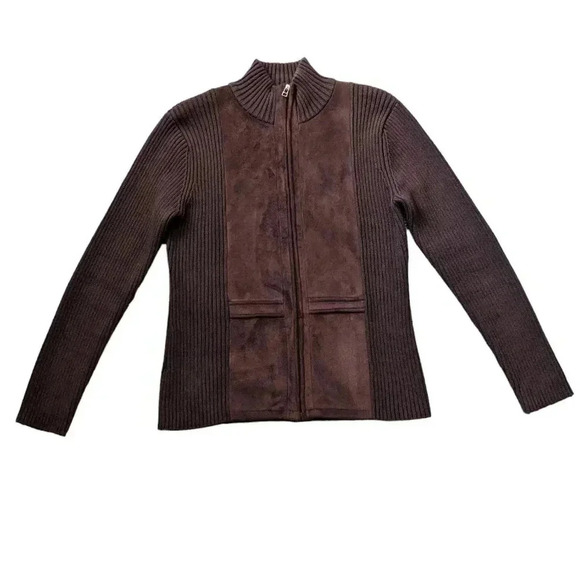 Preswick & Moore Brown 100% cotton zip up jacket size M - Picture 1 of 6